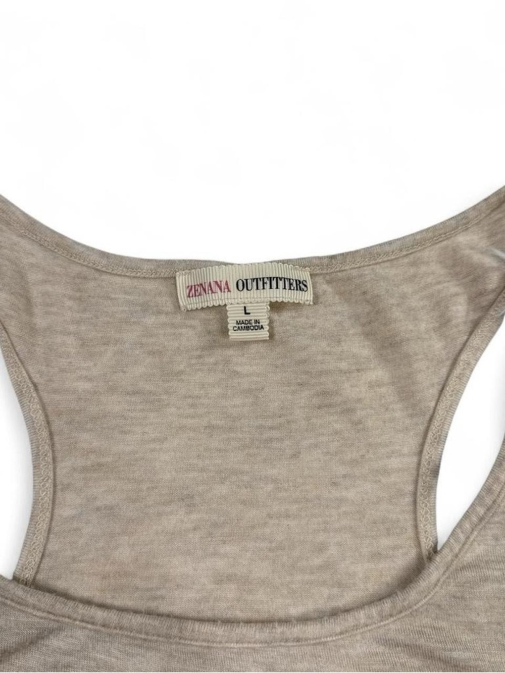 Zenana Outfitters Taupe/Beige Racerback Tank with Zip Pocket - Picture 4 of 5